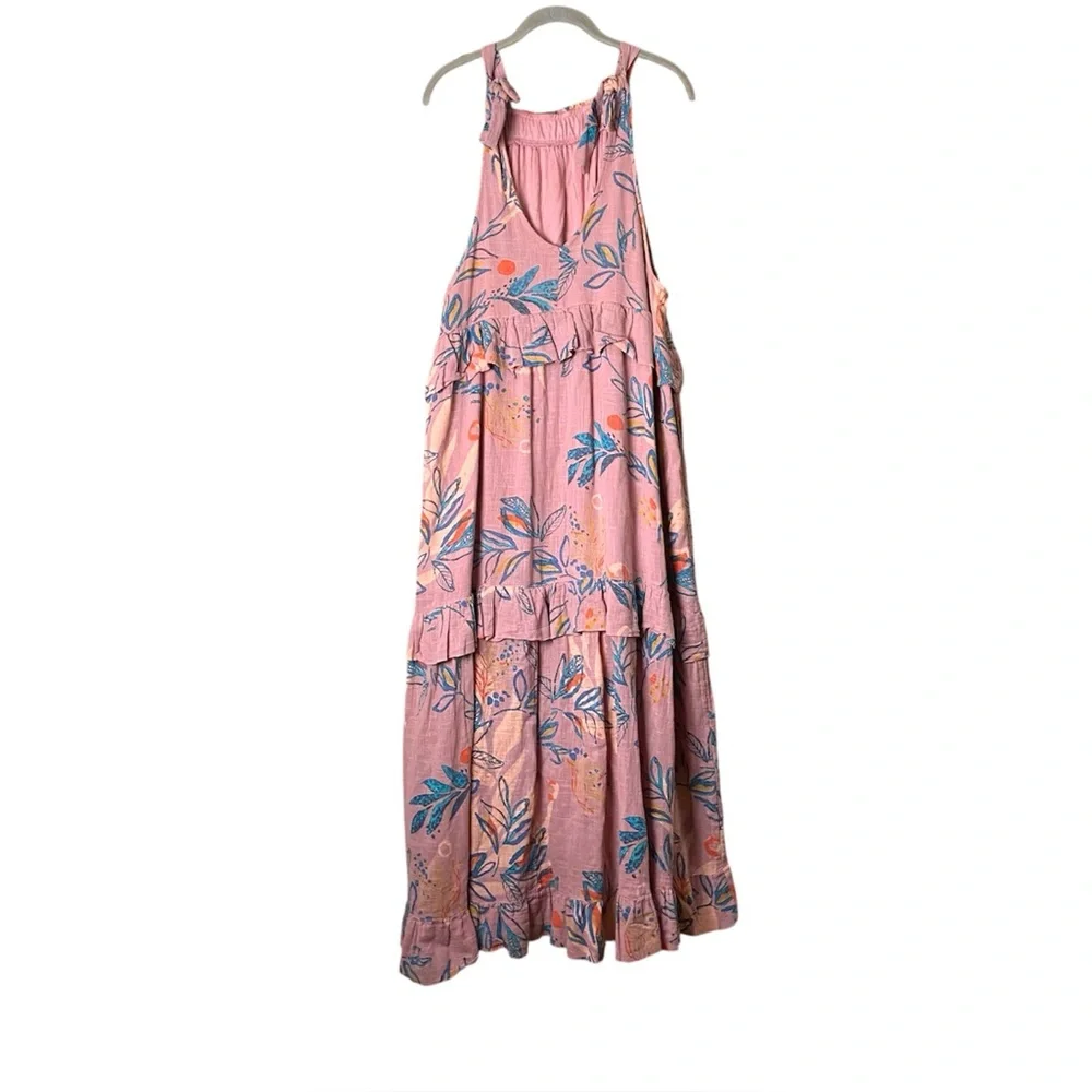 Free People Anita Tropical Printed Maxi Dress Womens Small Desert Rose Combo